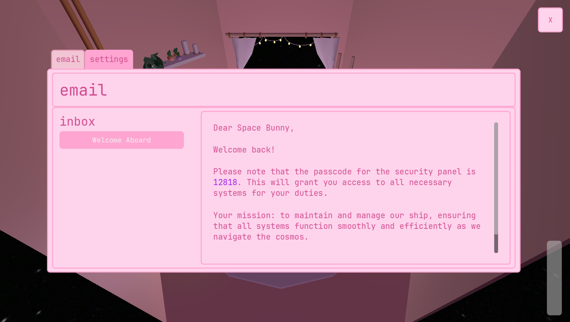Email screen